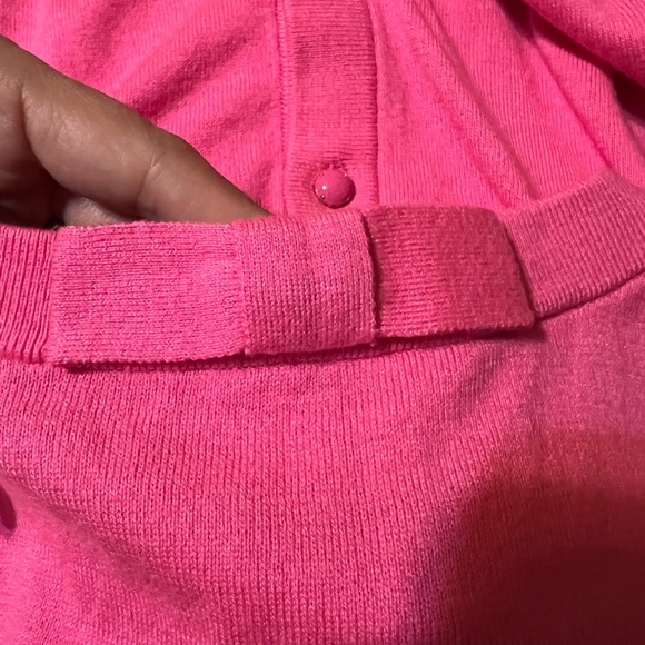 Kate Spade Hot Pink Button-Up Knit Cardigan W/ Bow On Back Sz Small - Picture 3 of 8